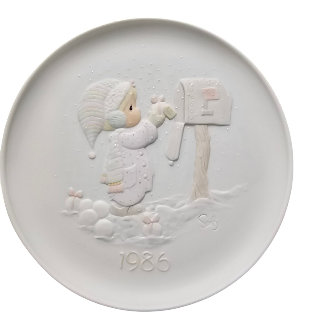 Precious Moments 1986 Christmas Love Plate Im Sending You A White Christmas